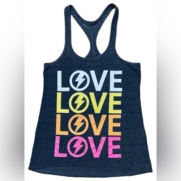 Chaser Love Lightning Bolt Tank Size Extra Small Racerback Dark Grey Rare - Picture 4 of 16